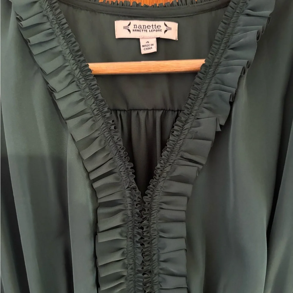 Nanette Lepore Dark Green Long Sleeve Dress - Picture 2 of 4
